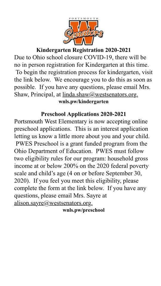 Preschool & Kindergarten Registration