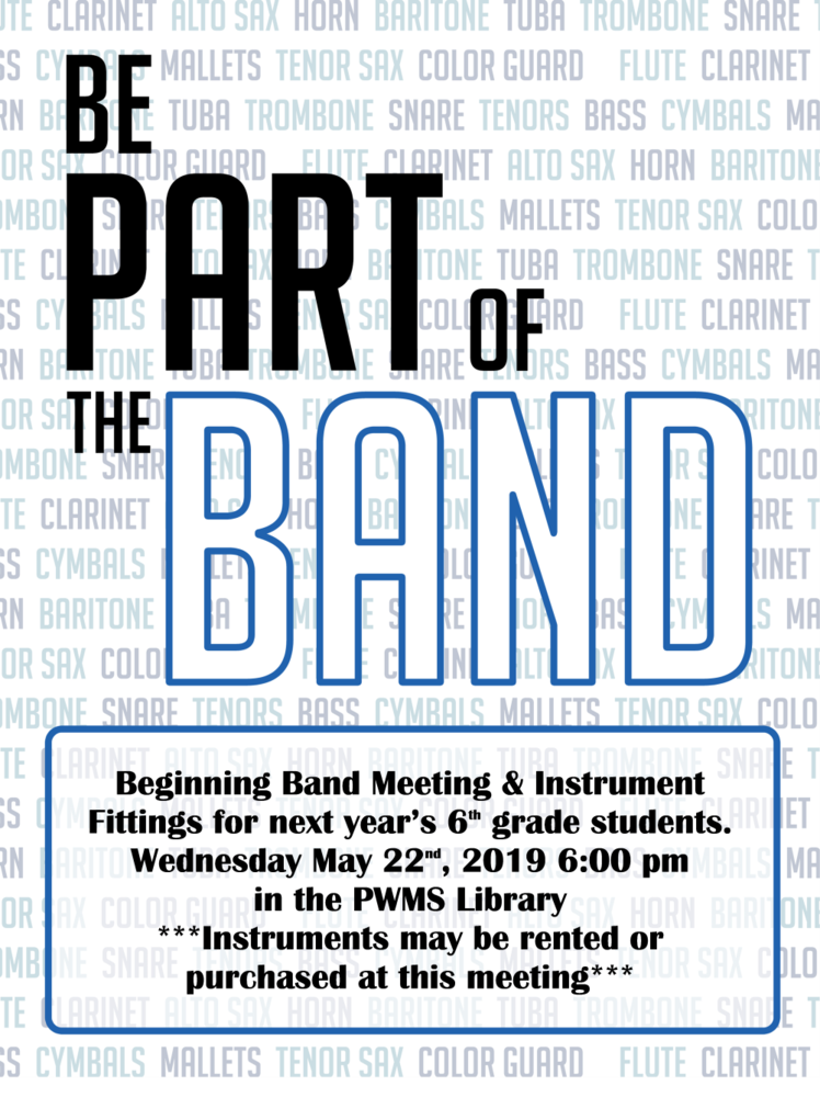Beginning band meeting for upcoming 6th grade students