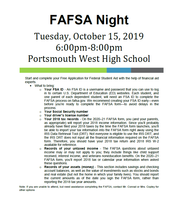 FAFSA Night 10/15 at PWHS