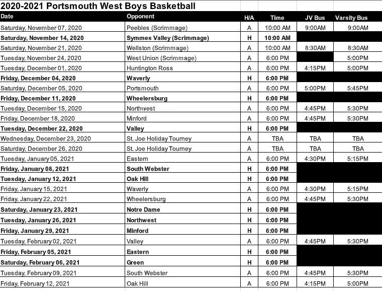 20-21 basketball schedules