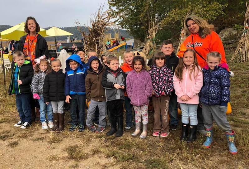 students at the pumpkin patch